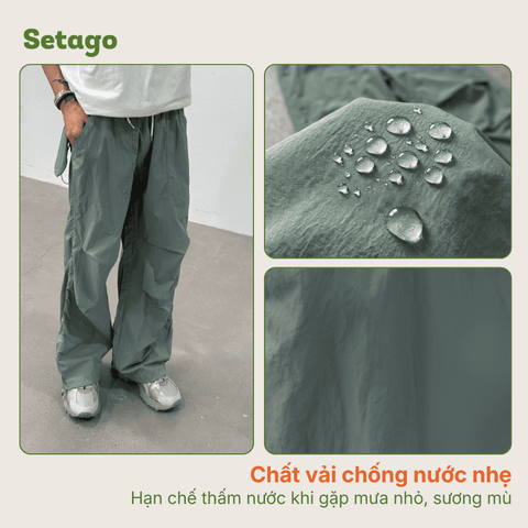 Quần gió Aero ống rộng chống nước nhanh khô