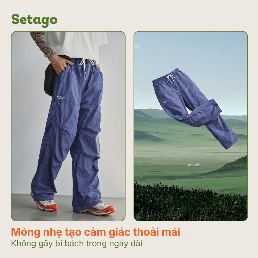 Quần gió Aero ống rộng chống nước nhanh khô