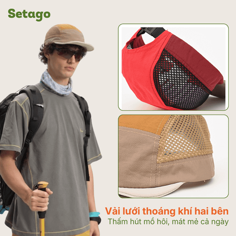 Mũ lưỡi trai Colorun 5-panel vành ngắn thoáng khí