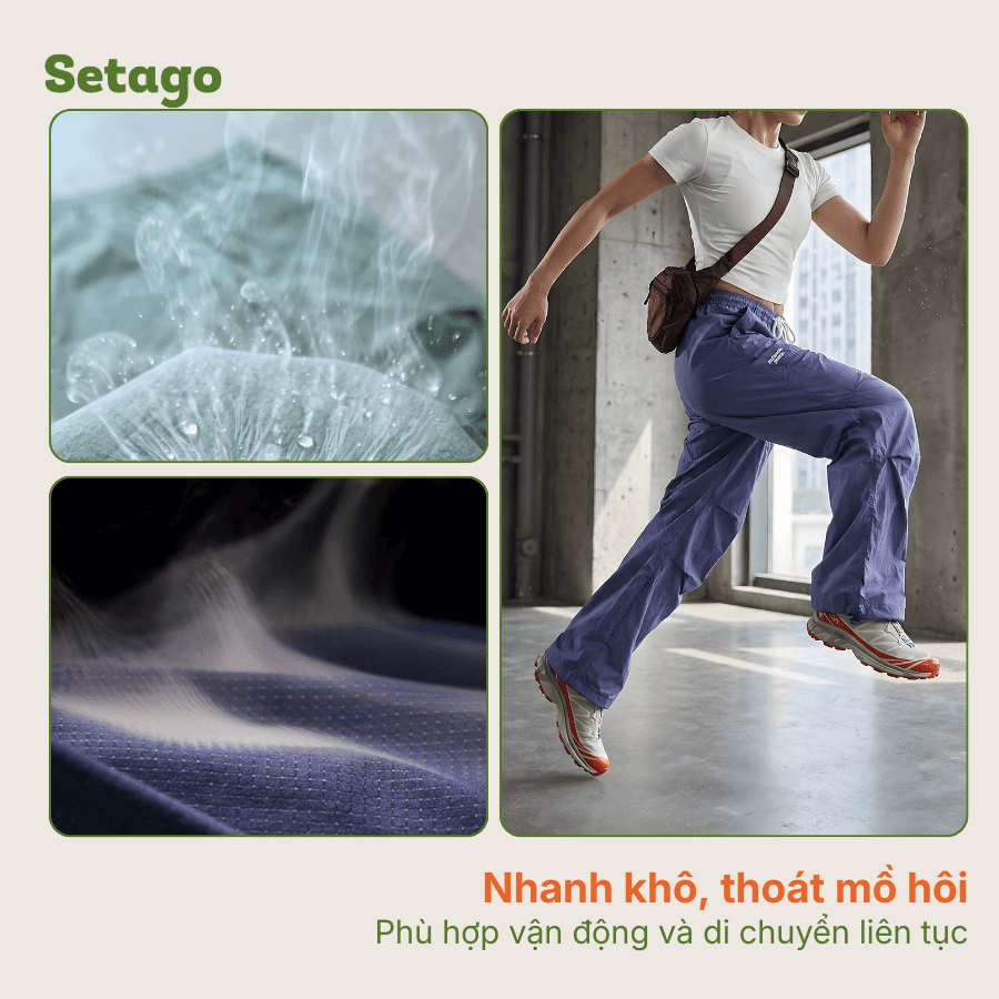 Quần gió Aero ống rộng chống nước nhanh khô