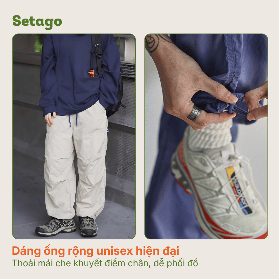 Quần gió Aero ống rộng chống nước nhanh khô