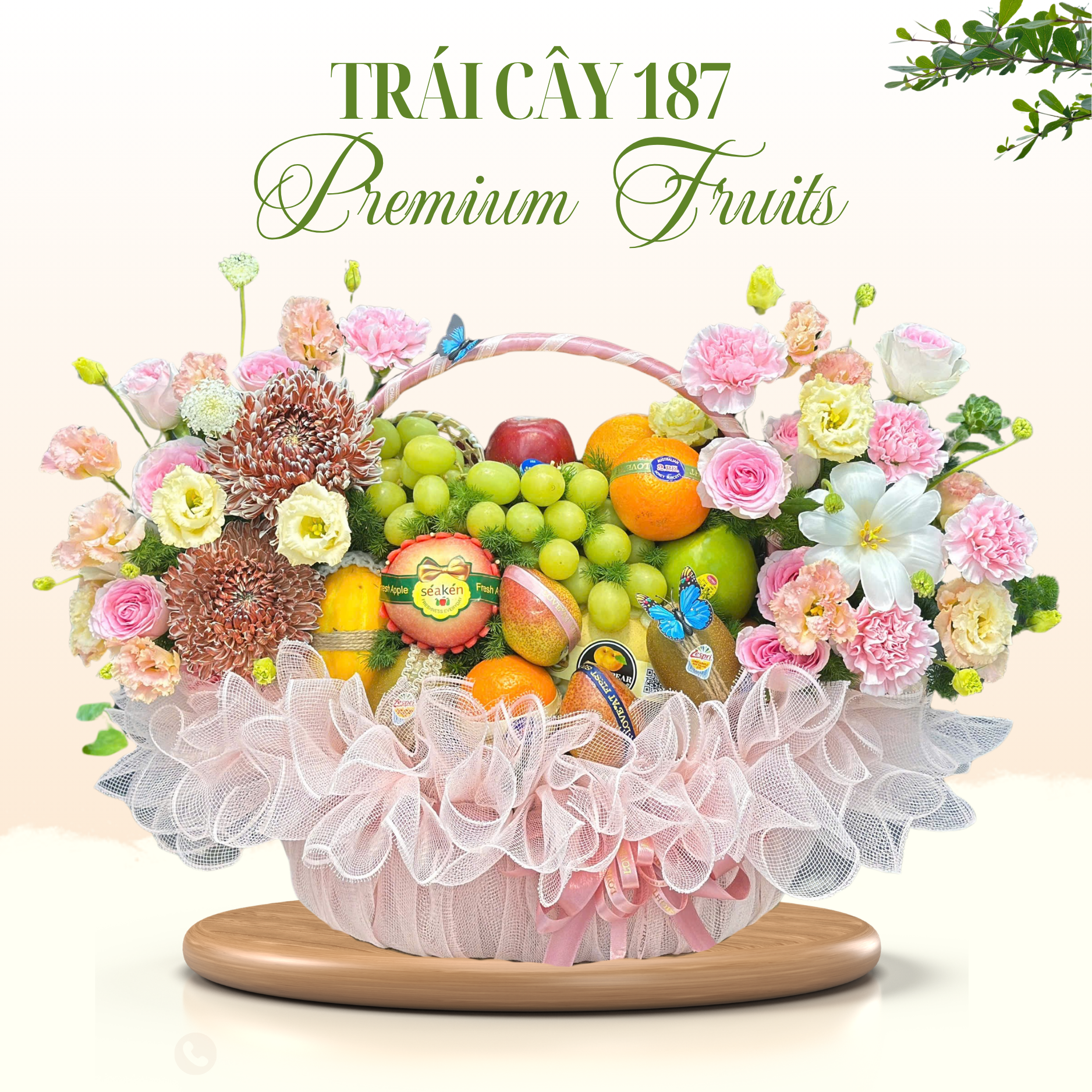  🎁 Giỏ Trái Cây “Pink Blossom Garden” 