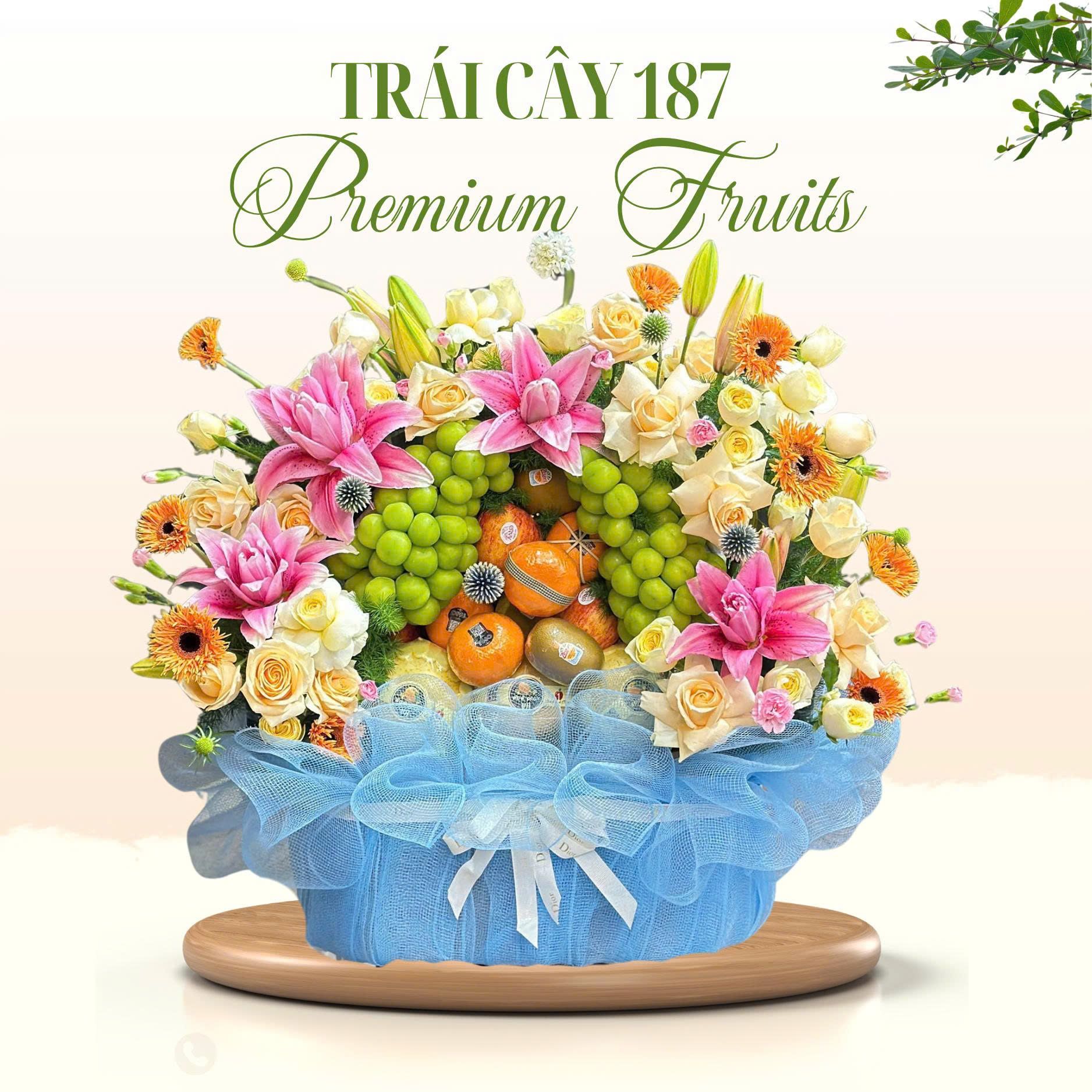  GIỎ TRÁI CÂY MIX HOA CAO CẤP – RỰC RỠ & ĐẲNG CẤP 