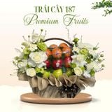  Giỏ Trái Cây Hoa Tươi Cao Cấp – Tone Trắng Thanh Lịch 