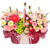  Giỏ Trái Cây Hoa Tươi Đỏ Kem Thanh Lịch | Trái Cây 187 