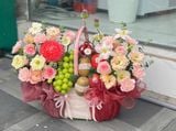  Giỏ Trái Cây Hoa Tươi Đỏ Kem Thanh Lịch | Trái Cây 187 