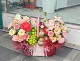  Giỏ Trái Cây Hoa Tươi Đỏ Kem Thanh Lịch | Trái Cây 187 