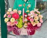  Giỏ Trái Cây Hoa Tươi Đỏ Kem Thanh Lịch | Trái Cây 187 