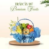  Giỏ Trái Cây Hoa Tươi – Tone Xanh Dương Phối Vàng Nhẹ 