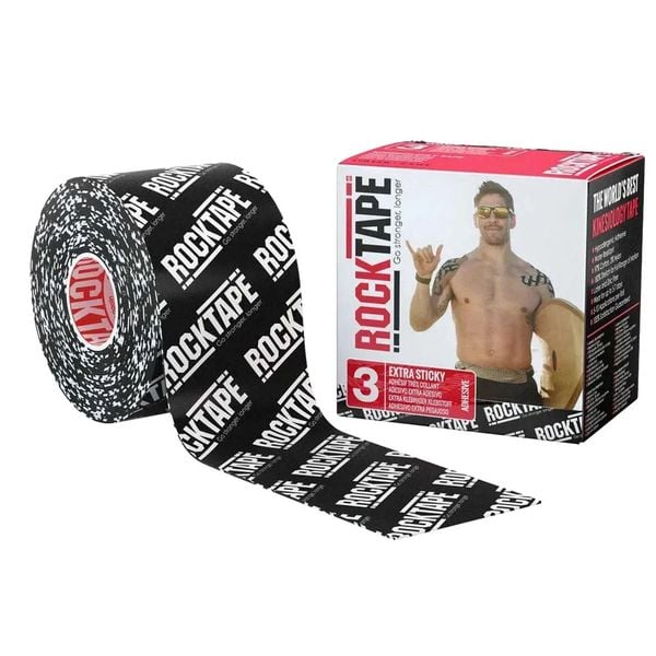 Băng Dán Cơ Thể Thao ROCKTAPE H2O Extra Sticky Tape 5cm x 5m - Logo Black