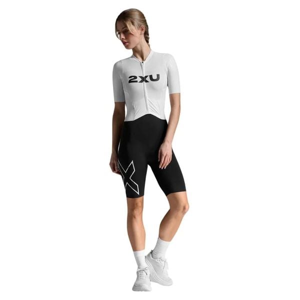 Bộ Quần Áo Ba Môn Phối Hợp Nữ 2XU Light Speedreact Sleeved Trisuit - BLK/WHT