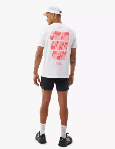 Áo Thun Tập Luyện Compressport Training SS Tshirt IRONMAN 2026 -  White/Neon Red