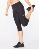  Quần Bó Cơ Chạy Bộ Nữ 2XU Aero Vent Mid-Rise Compression 3/4 Tights - Black/Silver 