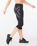  Quần Bó Cơ Chạy Bộ Nữ 2XU Aero Vent Mid-Rise Compression 3/4 Tights - Black/Silver 