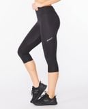  Quần Bó Cơ Chạy Bộ Nữ 2XU Aero Vent Mid-Rise Compression 3/4 Tights - Black/Silver 
