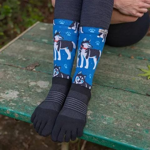 Tất Xỏ Ngón Chạy Bộ Injinji Artist Designed Women's Trail Midweight Crew - Huskies