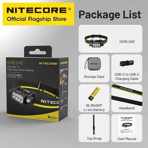 Đèn Đội Đầu Chạy Địa Hình Nitecore HC65 UHE 2000 lumen - Black