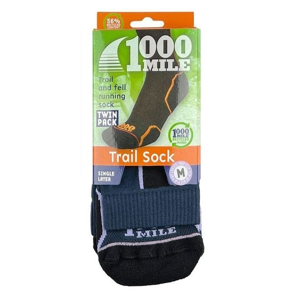 Tất chạy địa hình 1000 Miles Trail Sock Repreve (Bộ 2 đôi) - Navy/Lilac + Navy/Kingfisher