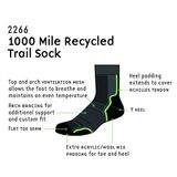  Tất chạy địa hình 1000 Miles Trail Sock Repreve (Bộ 2 đôi) - Navy/Lilac + Navy/Kingfisher 