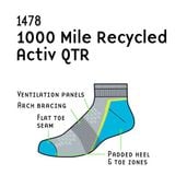  Tất Chạy Bộ 1000 Mile Activ QTR Repreve - Black/Fluo /Teal 