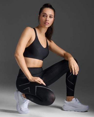 Quần Bó Cơ Nữ 2XU Light Speed Mid-Rise Compression Tights - BLK/BRF