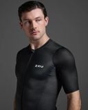  Áo Ba Môn Phối Hợp Nam Triathlon 2XU Aero Hex Tri Sleeved Top - BLK/WHT 