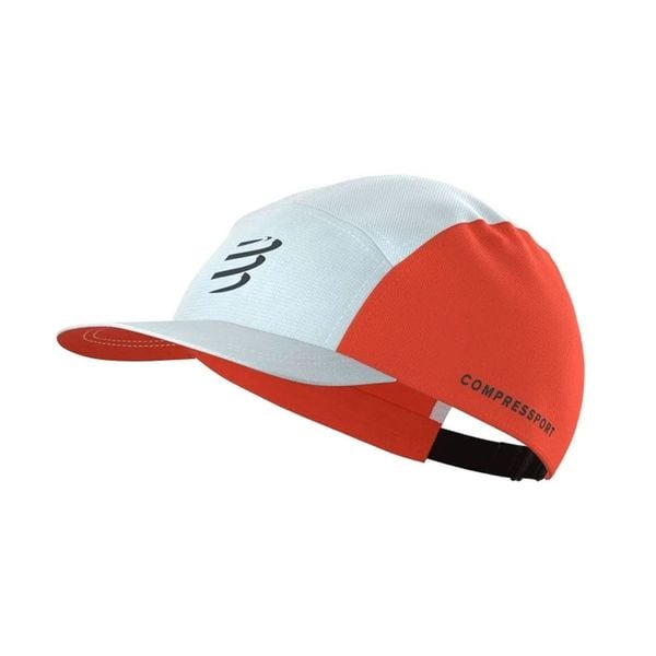 Mũ Thể Thao Compressport 5 Panel Cap - Star white/Tiger Lily