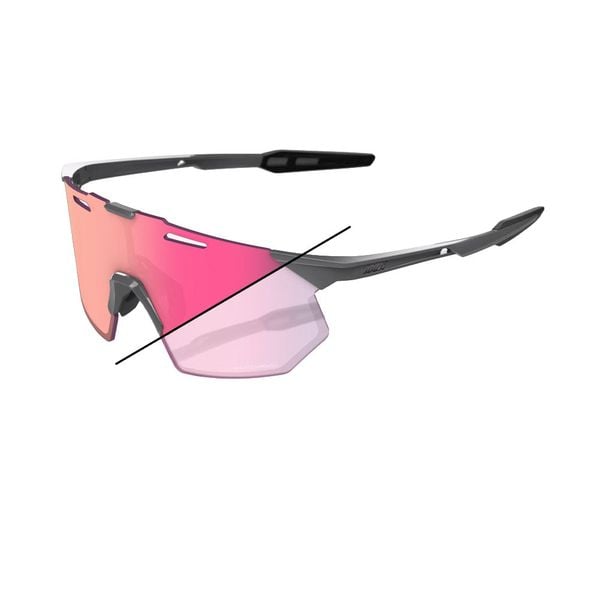 Kính 100% Hypercraft SQ Tròng Đổi Màu Gloss Light Grey - Rose Gold Mirror Photochromic Lens