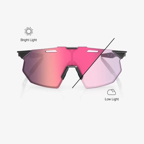 Kính 100% Hypercraft SQ Tròng Đổi Màu Gloss Light Grey - Rose Gold Mirror Photochromic Lens