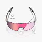  Kính 100% Hypercraft SQ Tròng Đổi Màu Gloss Light Grey - Rose Gold Mirror Photochromic Lens 
