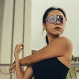  Kính 100% Hypercraft SQ Tròng Đổi Màu Gloss Light Grey - Rose Gold Mirror Photochromic Lens 