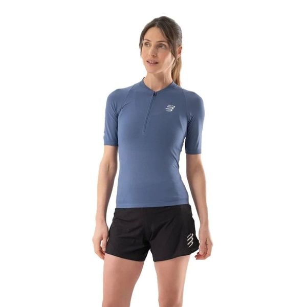 Áo Chạy Địa Hình Nữ Compressport Trail Racing Postural SS Top W - Indigo