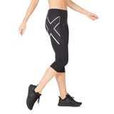  Quần Bó Cơ Chạy Bộ Nữ 2XU Aero Vent Mid-Rise Compression 3/4 Tights - Black/Silver 