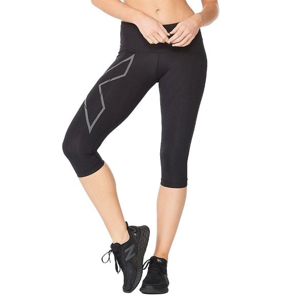 Quần Bó Cơ Chạy Bộ Nữ 2XU Light Speed Mid-Rise Comp 3/4 - BLK/BRF