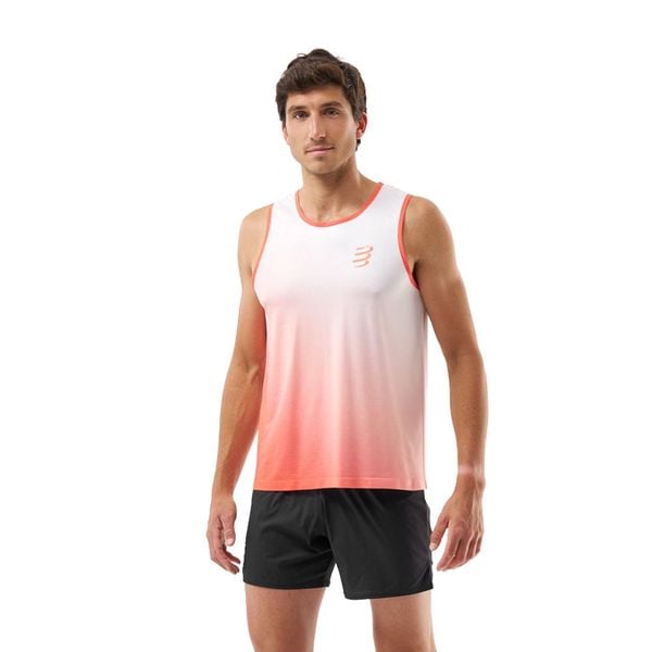 Áo Chạy Bộ Nam Compressport Performance Singlet M - Fluo Red/White