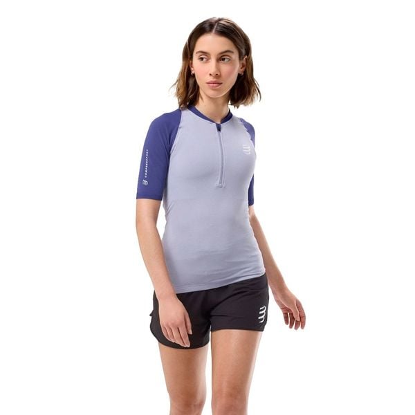 Áo Chạy Địa Hình Nữ Compressport Trail Racing Postural SS Top W - LAVENDER/ORIENT BLUE