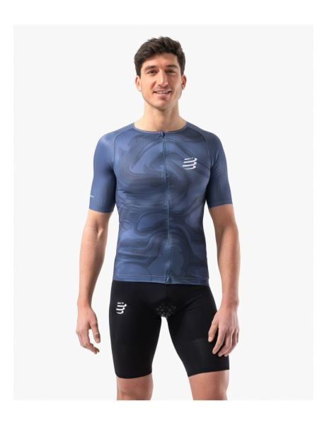 Áo Tri Nam Compressport Tri Postural Aero SS Top M-Indigo Print