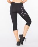  Quần Bó Cơ Chạy Bộ Nữ 2XU Aero Vent Mid-Rise Compression 3/4 Tights - Black/Silver 