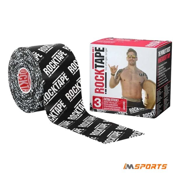Băng Dán Cơ Thể Thao ROCKTAPE H2O Extra Sticky Tape 5cm x 5m - Logo Black