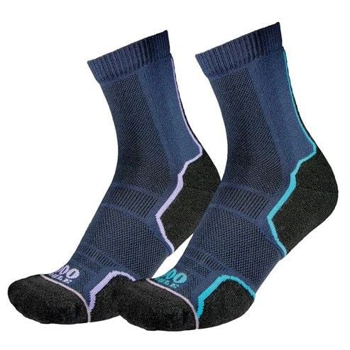 Tất chạy địa hình 1000 Miles Trail Sock Repreve (Bộ 2 đôi) - Navy/Lilac + Navy/Kingfisher