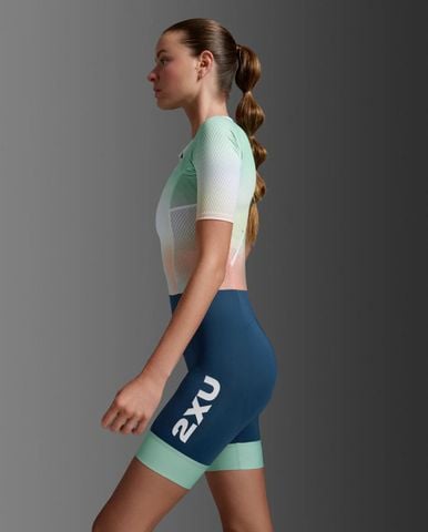 Bộ Quần Áo Ba Môn Phối Hợp Nữ 2XU Aero Hex Sleeved Trisuit - JLM/MAJ