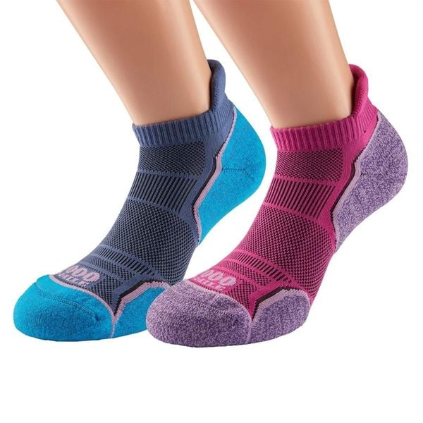 Tất chạy bộ 1000 Mile Women's Run Socklet Twin Pack - Pink + Lavender