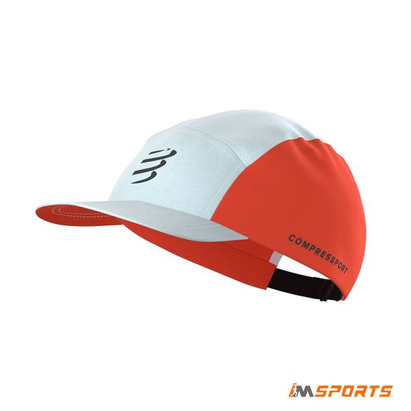 Mũ Thể Thao Compressport 5 Panel Cap - Star white/Tiger Lily