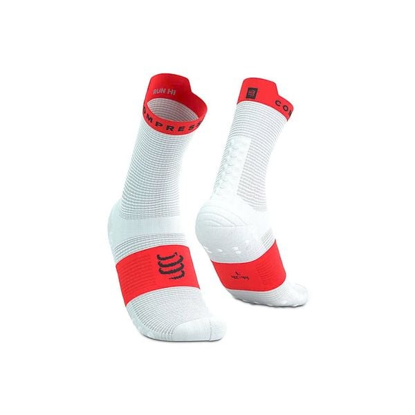 Tất Chạy Bộ Compresspot Pro Racing Socks v4.0 Ultralight Run High-White/Fluo red