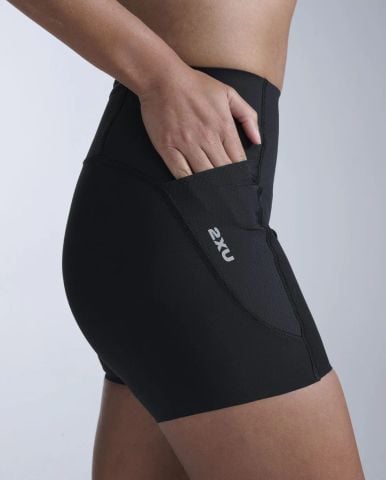 Quần Bó Cơ Nữ 2XU Aero Mesh Hi-Rise Comp 4 Inch Short - BLK/SRF