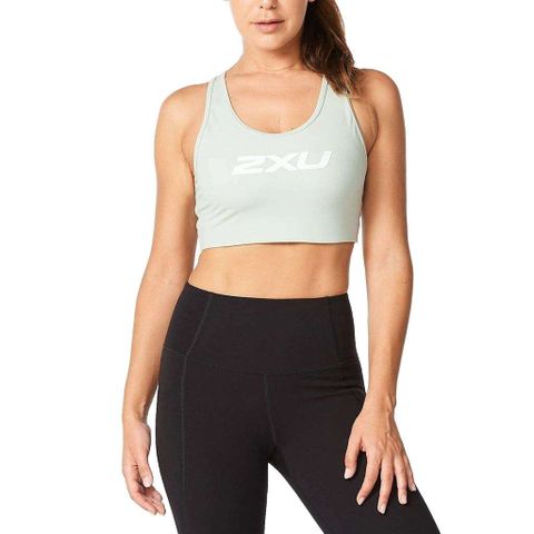 Áo Bra Chạy Bộ 2XU Motion Racerback Crop Bra - MIN/WHT