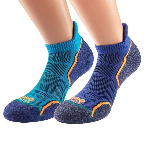 Tất chạy bộ 1000 Mile Men's Run Socklet Twin Pack - Kingfisher + Navy
