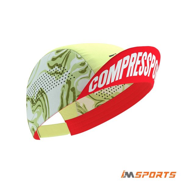 Mũ Chạy Bộ Compressport Pro Racing Cap-Green Camo/Fluo Red