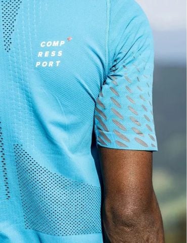 Áo Chạy Bộ Nam Compressport Racing SS Tshirt -MOSAIC BLUE/MAGNET