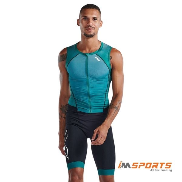 Bộ Quần Áo Ba Môn Nam 2XU Light Speed Front Zip Trisuit - Forest Green/Raft